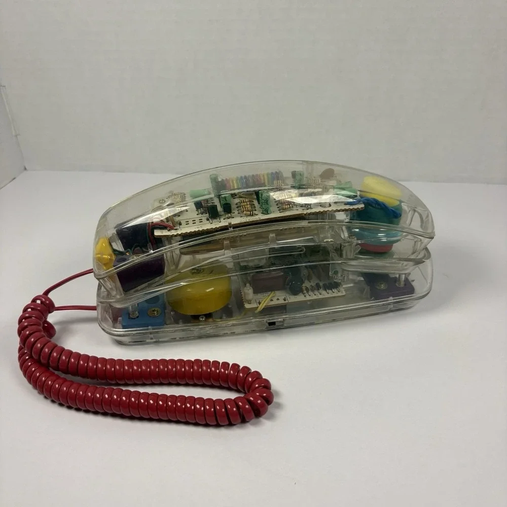 Vintage 90's Clear Transparent Phone 43-371A Retro Pop Art Untested Telephone